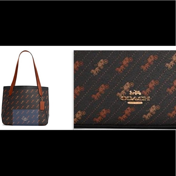 🎉Host Pick🎉🐎👜 COACH TOTE in HORSE AND CARRIAGE DIAGONAL PRINT. Bundle & save - Picture 11 of 13